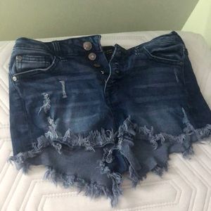 dark blue jean shorts